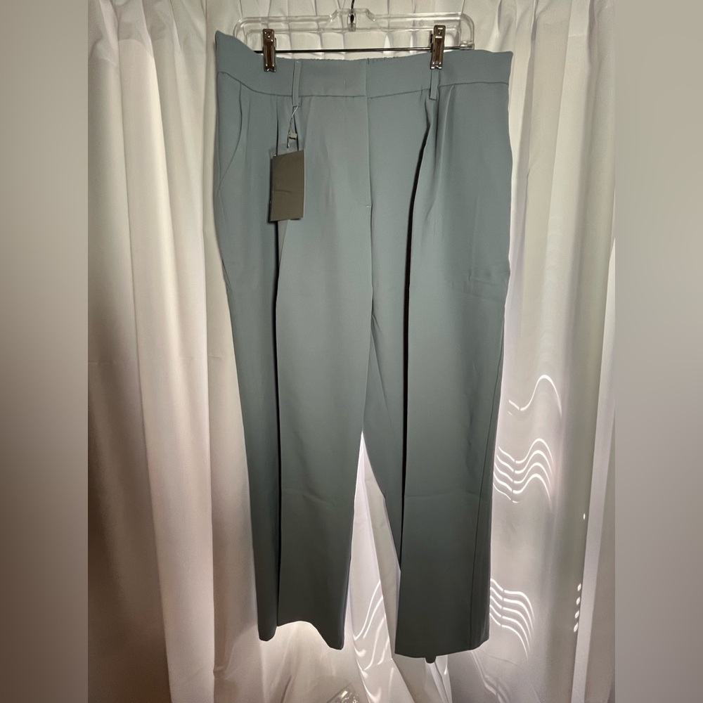 FUNYYZO Wide Leg Pants Women's High Elastic Waisted Straight Pants Sz XL-Blue